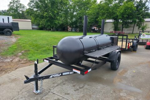 BBQ Smoker 2 Door 300 Gallon Trailer Pull Behind with Charcoal Grill on
