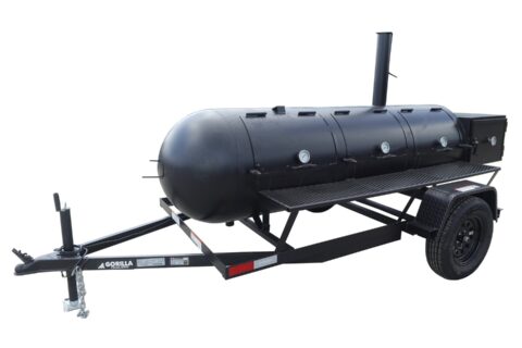 330 Gallon Commercial Charcoal Grill pull behind With Warming Box