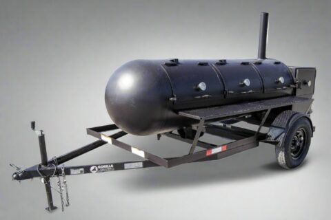BBQ Smoker 330 Gallon Trailer Pull Behind with Wood Cage