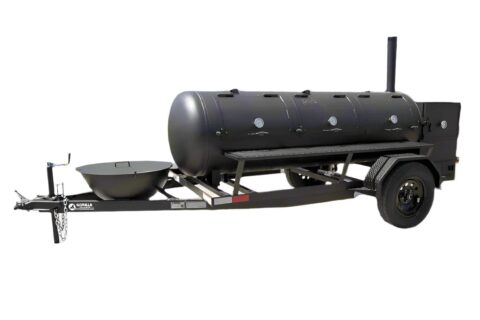 330 Gallon Pull Behind BBQ Smoker with Round Charcoal Grill 3500lb Axle